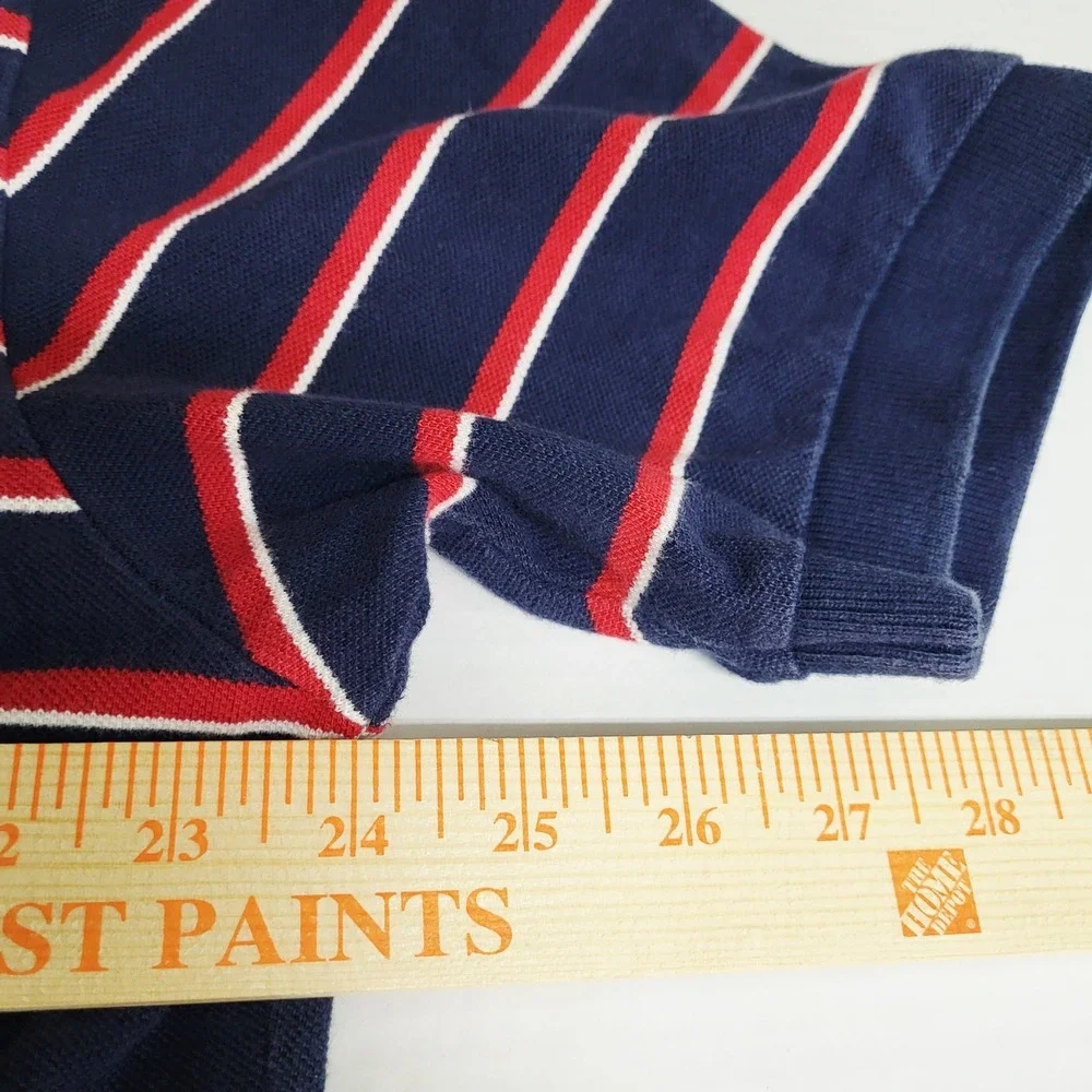 Polo Ralph Lauren Mens XL Striped Short Sleeve Polo‎ Shirt Navy Red White Pony